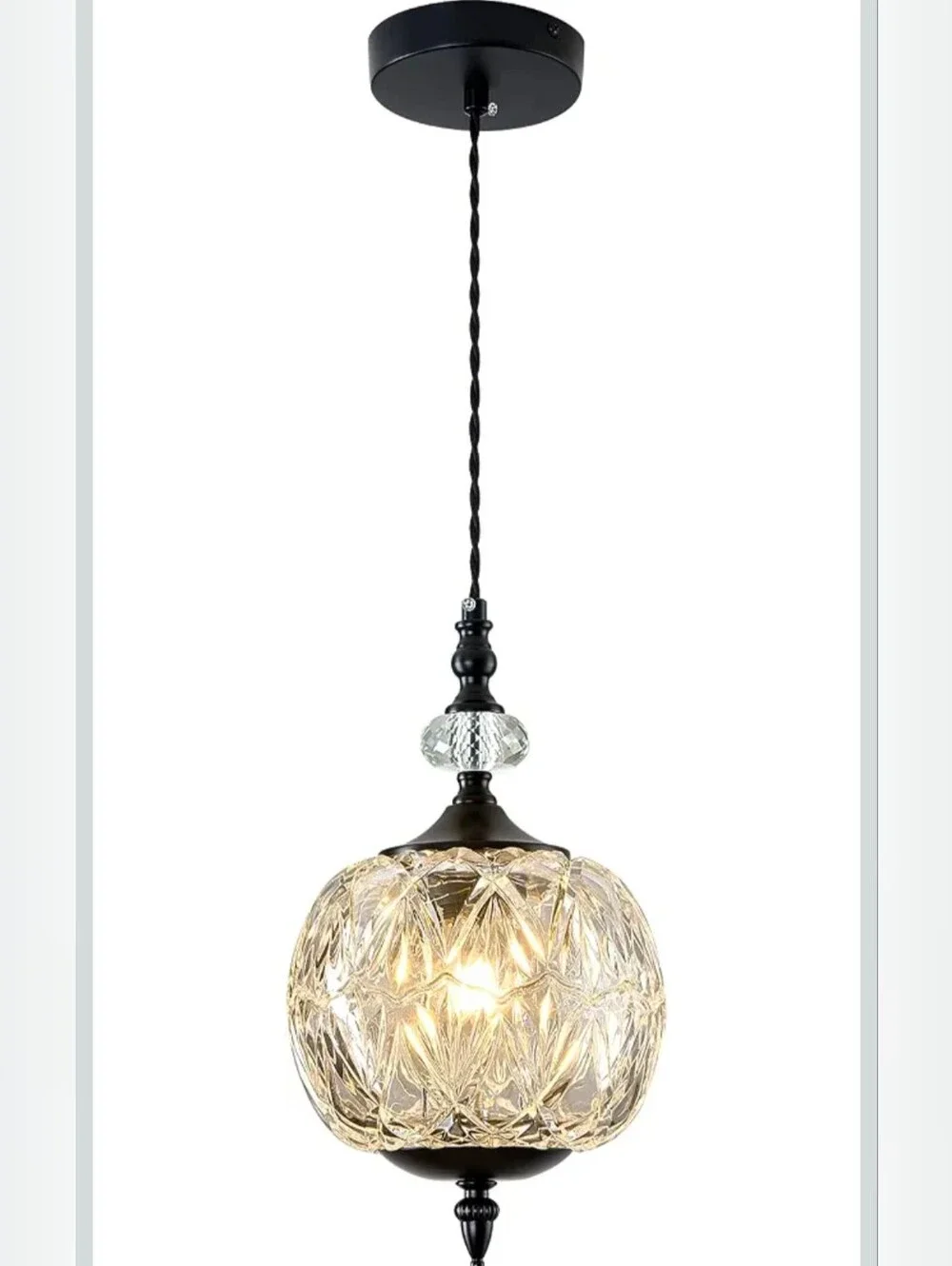 Black Pendant Crystal Glass Light - Simple Elegant Beauty Can Only Describe This